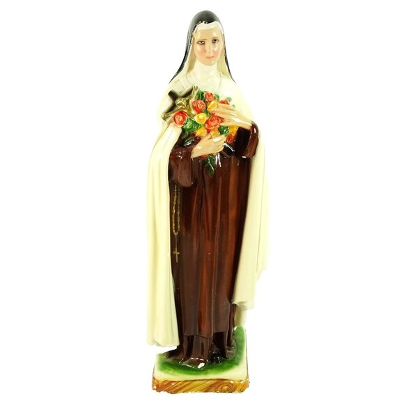 St Therese of Lisieux Vintage Saint Statue Ceramic 16in Catholic Church Decor - Picture 3 of 15